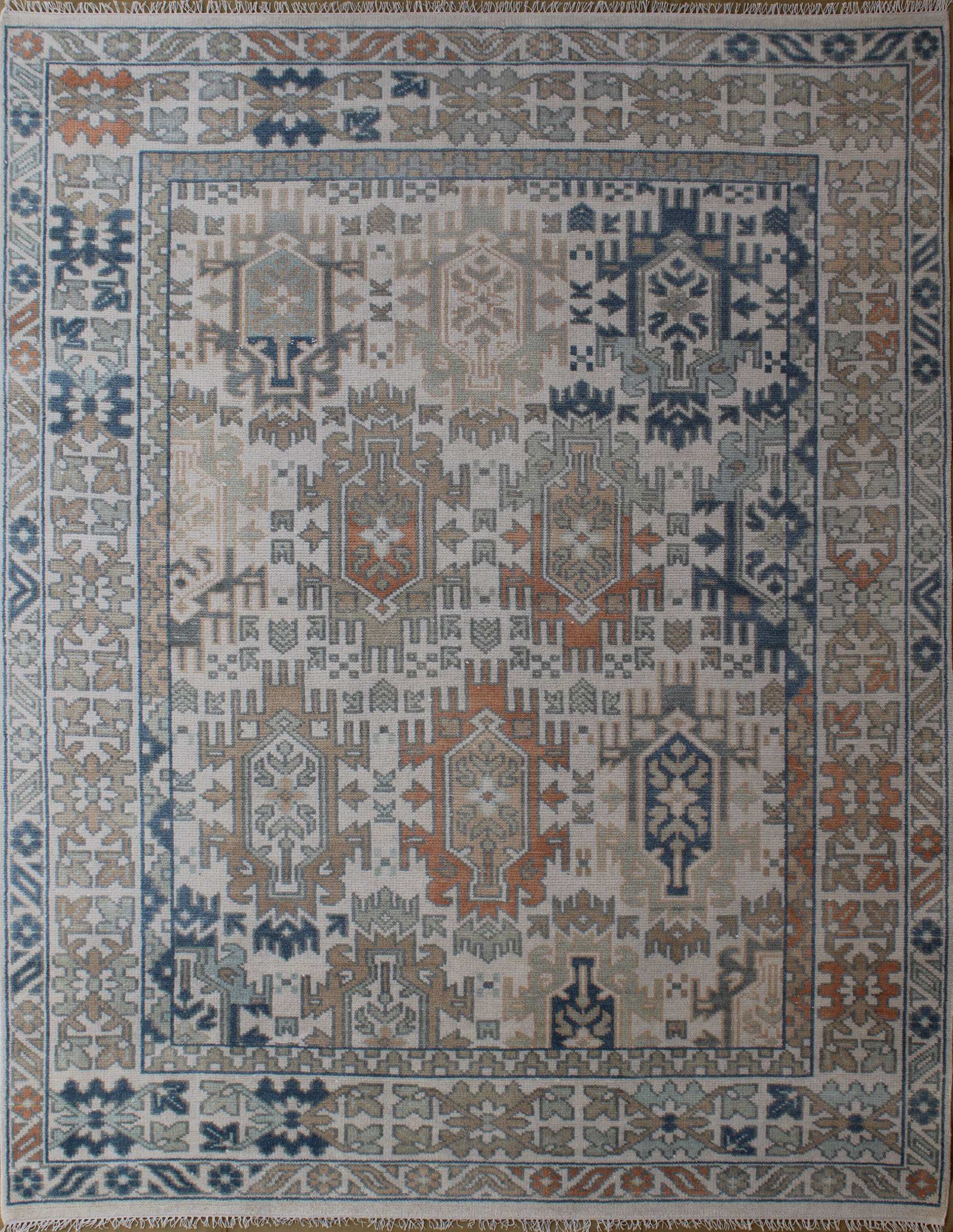 Pure Ivory Wool Rug 8ft x 10ft - Handknotted Carpet Manufacturer Mirzapur
